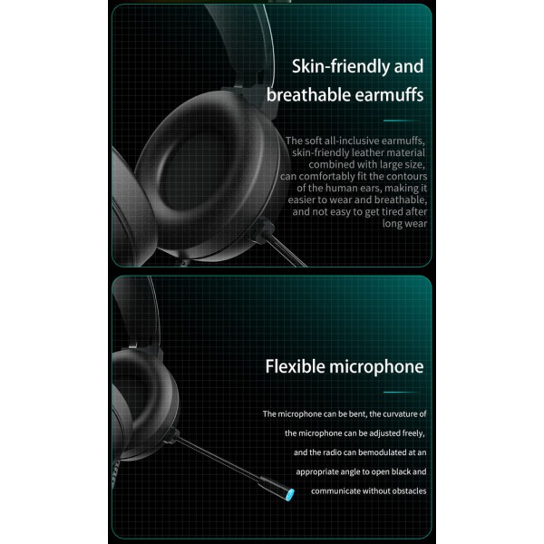 AULA gaming headset Mountain S603, RGB, 2x 3.5mm, 50mm, μαύρο AULA gaming headset Mountain S603, RGB, 2x 3.5mm, 50mm, μαύρο