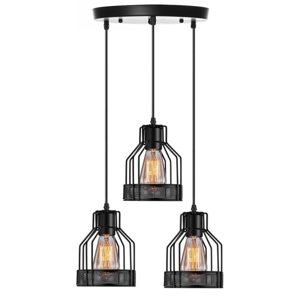 POWERTECH τρίφωτο φωτιστικό οροφής HLL-0003, E27, Φ14, μεταλλικό, μαύρο