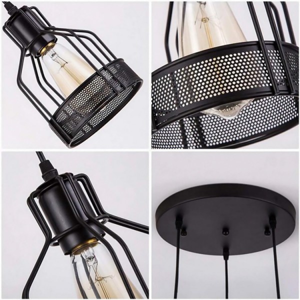 POWERTECH τρίφωτο φωτιστικό οροφής HLL-0003, E27, Φ14, μεταλλικό, μαύρο