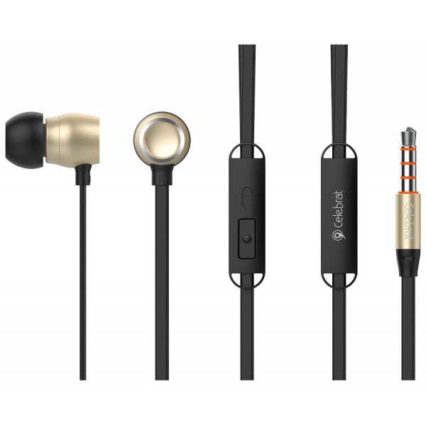 CELEBRAT earphones με μικρόφωνο G10, 10mm, 3.5mm, 1.2m, χρυσά CELEBRAT earphones με μικρόφωνο G10, 10mm, 3.5mm, 1.2m, χρυσά
