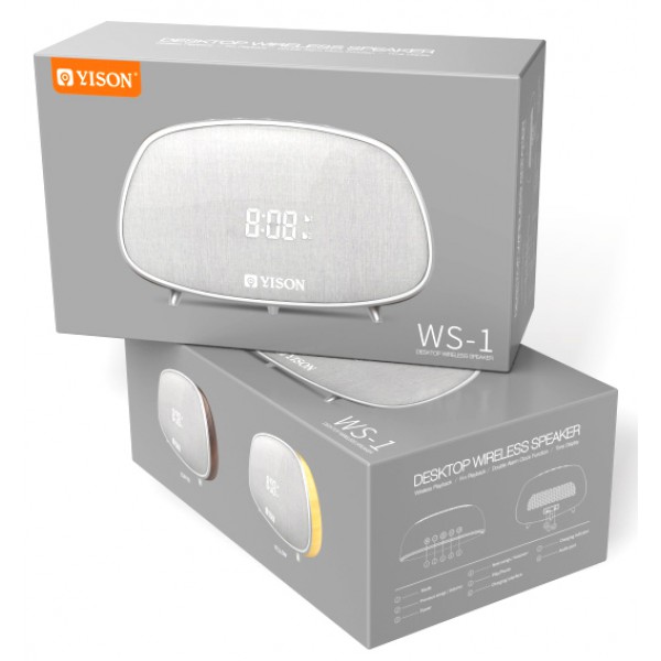 YISON ξυπνητήρι WS-1, bluetooth 5.0, 2x 5W, ένδειξη ώρας, AM/FM, ασημί
