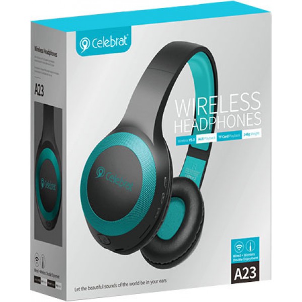 CELEBRAT headphones με μικρόφωνο A23-BL, bluetooth, 40mm, μαύρο-μπλε CELEBRAT headphones με μικρόφωνο A23-BL, bluetooth, 40mm, μαύρο-μπλε