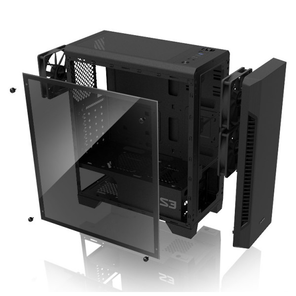 ZALMAN PC case S3 TG, mid tower, 424x196x462mm, 3x fan, διάφανο πλαϊνό ZALMAN PC case S3 TG, mid tower, 424x196x462mm, 3x fan, διάφανο πλαϊνό