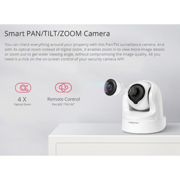 FOSCAM smart IP κάμερα F19926P, Full HD, 2MP, 4x zoom, Wi-Fi, cloud FOSCAM smart IP κάμερα F19926P, Full HD, 2MP, 4x zoom, Wi-Fi, cloud