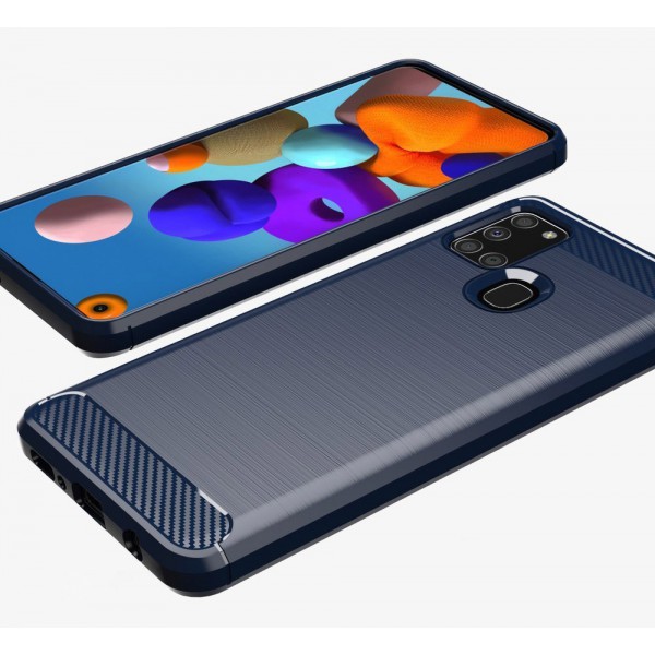 POWERTECH Θήκη Carbon Flexible MOB-1565 για Samsung A21S, μπλε