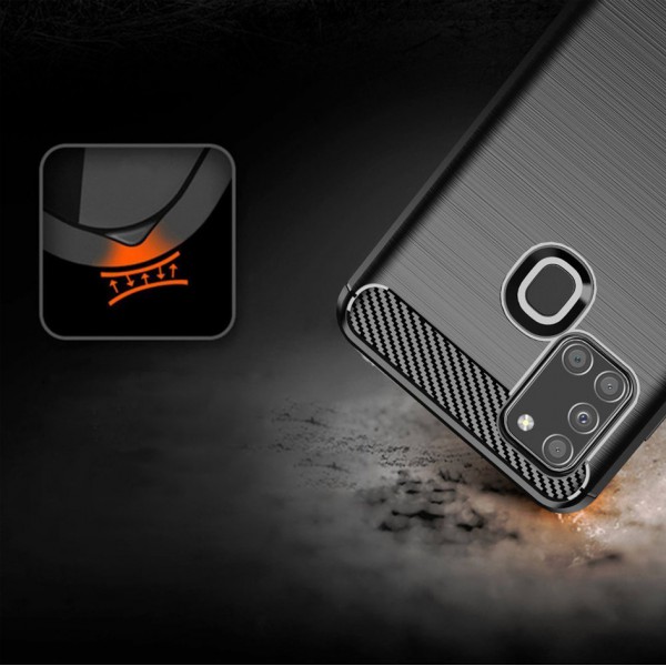 POWERTECH Θήκη Carbon Flexible MOB-1565 για Samsung A21S, μπλε