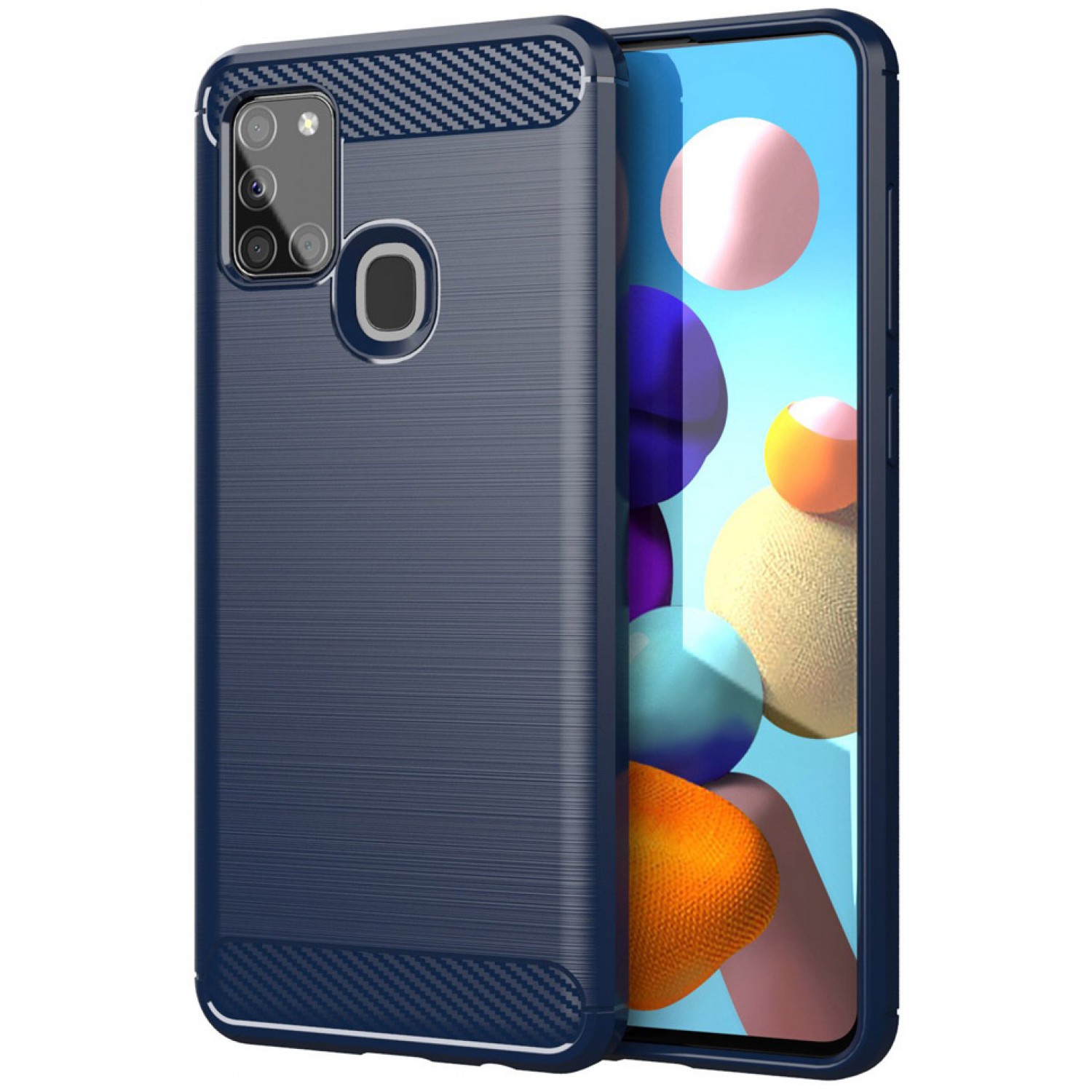 POWERTECH Θήκη Carbon Flexible MOB-1565 για Samsung A21S, μπλε