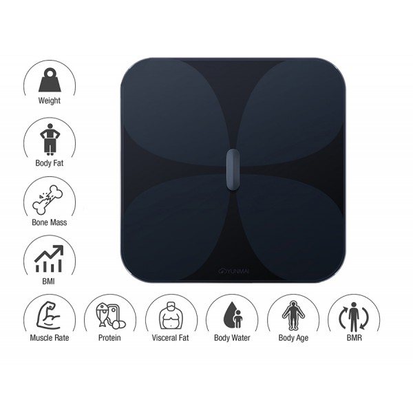 YUNMAI smart ζυγαριά Pro M1806, 5-180kg, μαύρη