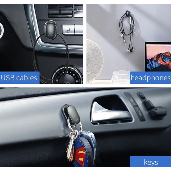 BASEUS γάντζος μικροαντικειμένων για αυτοκίνητο ACGGBK-01, μαύρο, 4τμχ