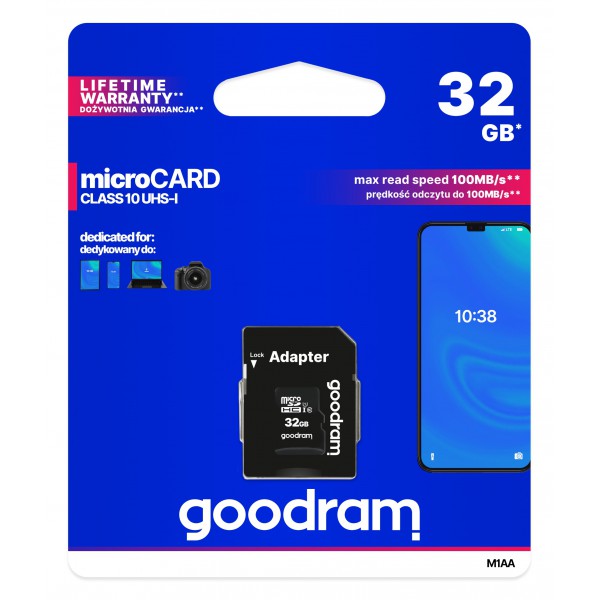 GOODRAM κάρτα μνήμης M1AA microSDHC UHS-1, 32GB, Class 10 GOODRAM κάρτα μνήμης M1AA microSDHC UHS-1, 32GB, Class 10