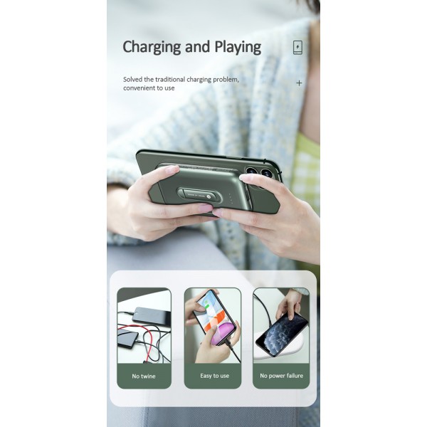 USAMS power bank PB51 με stand, 4000mAh, USB & ασύρματη φόρτιση, πράσινο USAMS power bank PB51 με stand, 4000mAh, USB & ασύρματη φόρτιση, πράσινο