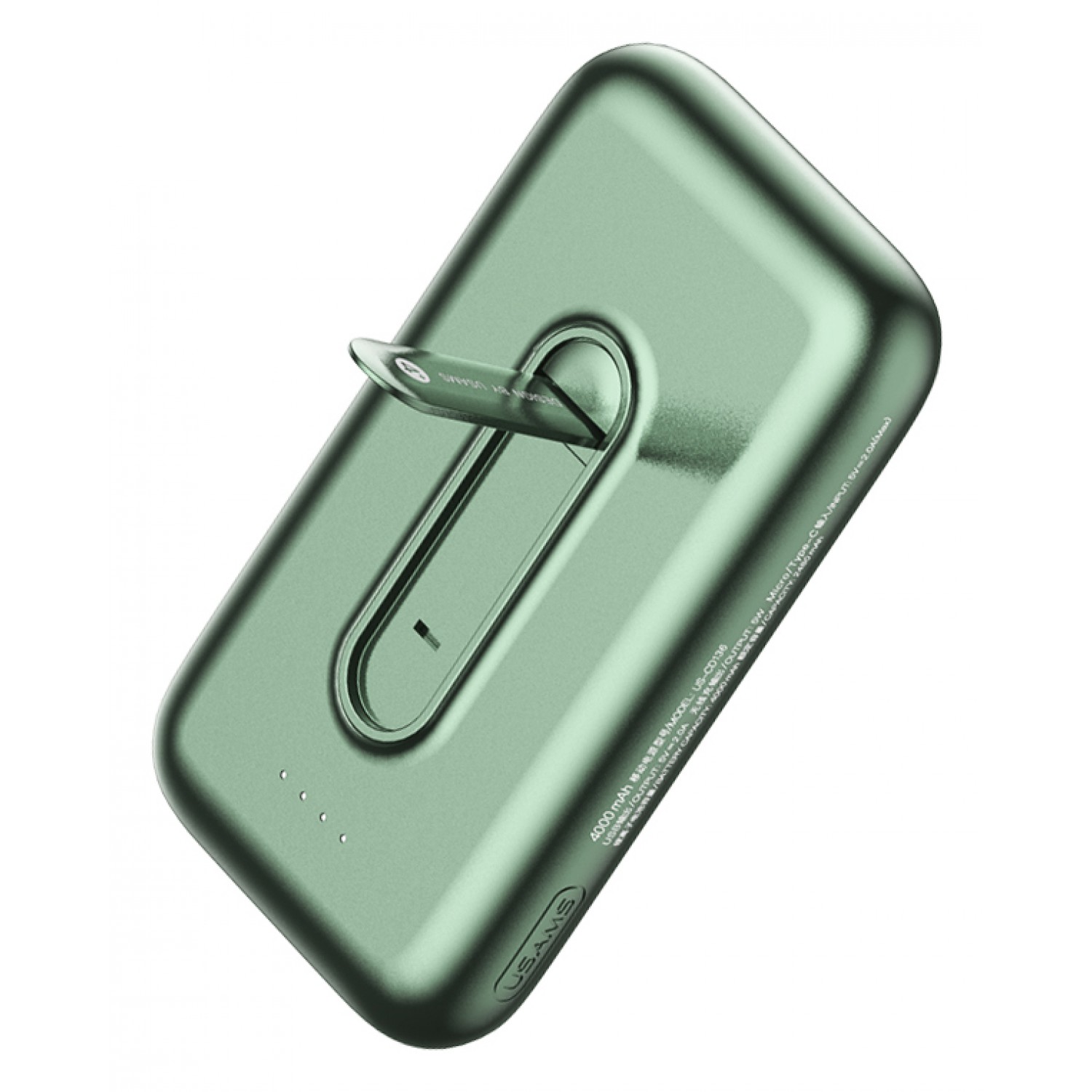 USAMS power bank PB51 με stand, 4000mAh, USB & ασύρματη φόρτιση, πράσινο USAMS power bank PB51 με stand, 4000mAh, USB & ασύρματη φόρτιση, πράσινο