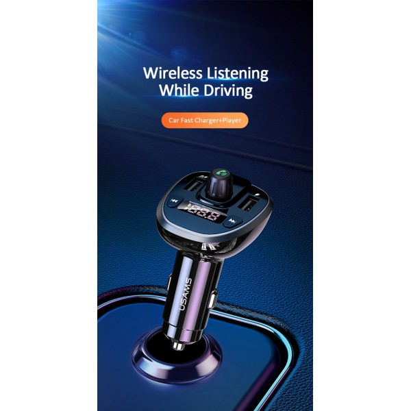 USAMS FM transmitter με οθόνη US-CC115, 2x USB, SD card, 3.4A, μαύρο USAMS FM transmitter με οθόνη US-CC115, 2x USB, SD card, 3.4A, μαύρο