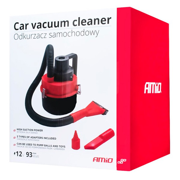 AMIO ηλεκτρική σκούπα αυτοκινήτου 02381, 93W, 12V, κόκκινο/μαύρο