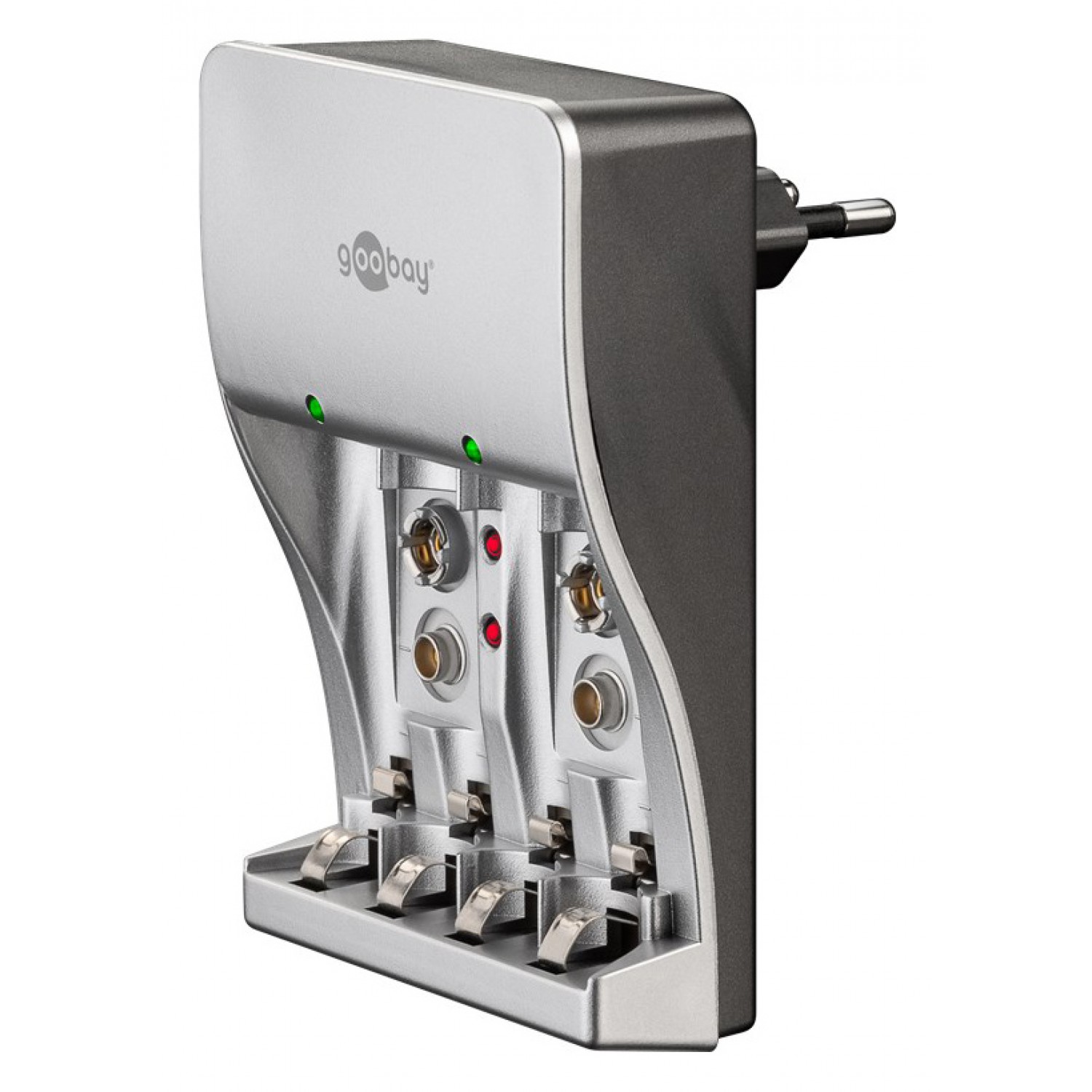 GOOBAY φορτιστής 40902 για μπαταρίες NiMH/CD AΑΑ/AA/9V, ασημί