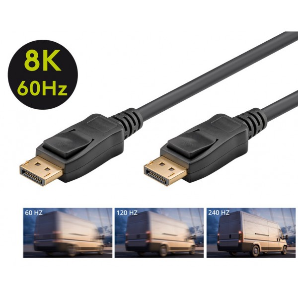 GOOBAY καλώδιο DisplayPort 1.4 49973, 8K/60Hz, 32.4Gbit/s, 5m