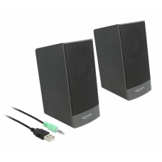 DELOCK ηχεία 2.0 27001, stereo, USB & 3.5mm, μαύρα