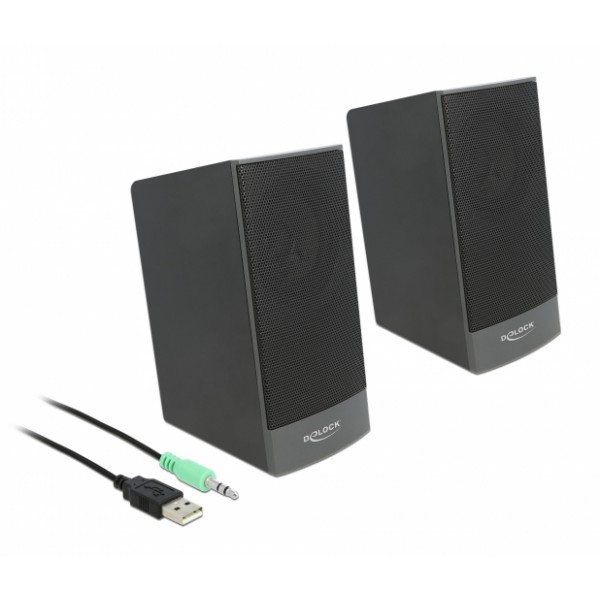 DELOCK ηχεία 2.0 27001, stereo, USB & 3.5mm, μαύρα DELOCK ηχεία 2.0 27001, stereo, USB & 3.5mm, μαύρα