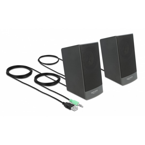 DELOCK ηχεία 2.0 27001, stereo, USB & 3.5mm, μαύρα DELOCK ηχεία 2.0 27001, stereo, USB & 3.5mm, μαύρα
