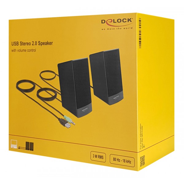 DELOCK ηχεία 2.0 27001, stereo, USB & 3.5mm, μαύρα DELOCK ηχεία 2.0 27001, stereo, USB & 3.5mm, μαύρα