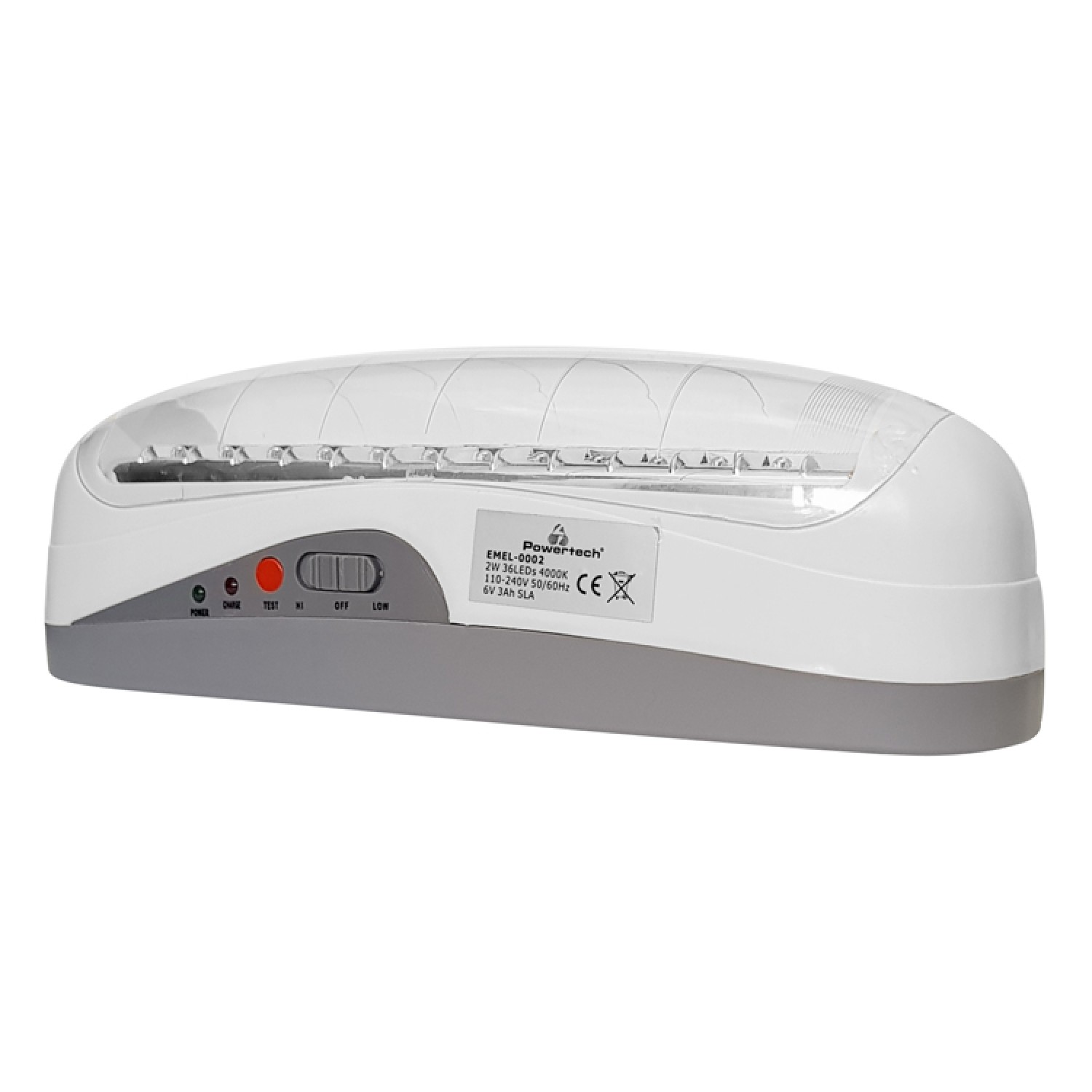 POWERTECH LED φωτιστικό εκτάκτου ανάγκης EMEL-0002, μπαταρία 3Ah, λευκό