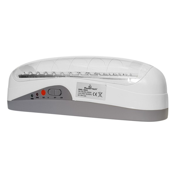 POWERTECH LED φωτιστικό εκτάκτου ανάγκης EMEL-0002, μπαταρία 3Ah, λευκό