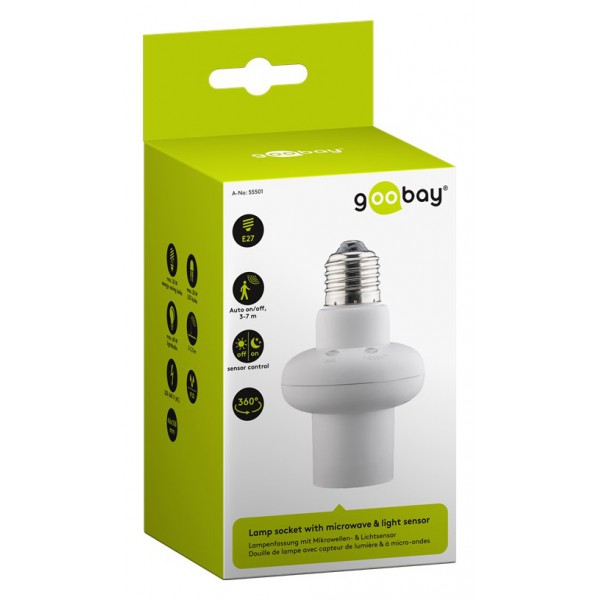 GOOBAY αντάπτορας λάμπας Ε27 55501, με αισθητήρα κίνησης & φωτός, λευκός