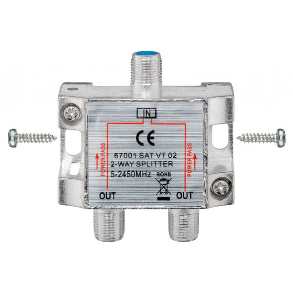 GOOBAY SAT-splitter 67001, 2-way, 5-2450MHz, 7.5 dB GOOBAY SAT-splitter 67001, 2-way, 5-2450MHz, 7.5 dB