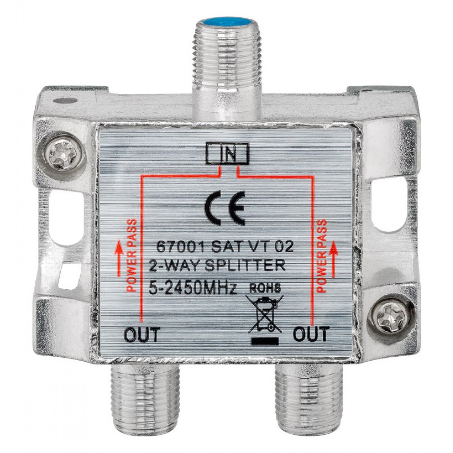 GOOBAY SAT-splitter 67001, 2-way, 5-2450MHz, 7.5 dB GOOBAY SAT-splitter 67001, 2-way, 5-2450MHz, 7.5 dB