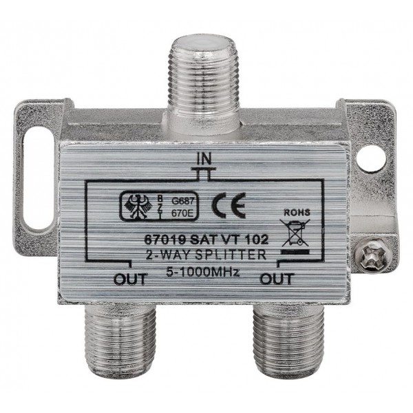 GOOBAY CATV splitter 67019, 2-way, 5 MHz - 1000 MHz, 3.7 dB GOOBAY CATV splitter 67019, 2-way, 5 MHz - 1000 MHz, 3.7 dB
