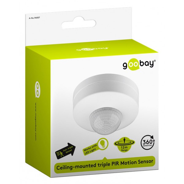 GOOBAY αισθητήρας κίνησης 96007, εσωτερική χρήση, 360°, 6m, IP20, λευκό