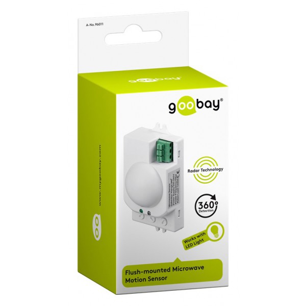 GOOBAY Microwave ανιχνευτής κίνησης 96011, εσωτ. χρήση, 360° 8m, λευκό GOOBAY Microwave ανιχνευτής κίνησης 96011, εσωτ. χρήση, 360° 8m, λευκό