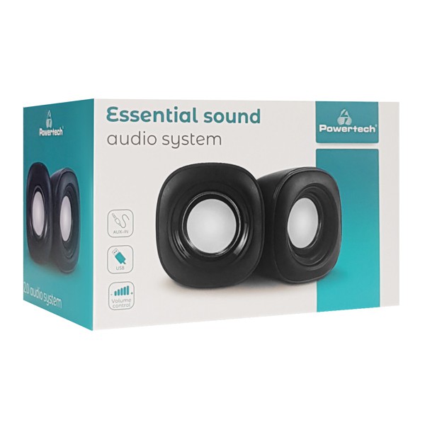 POWERTECH ηχεία Essential sound PT-844, 2x 3W, 3.5mm, μαύρα POWERTECH ηχεία Essential sound PT-844, 2x 3W, 3.5mm, μαύρα