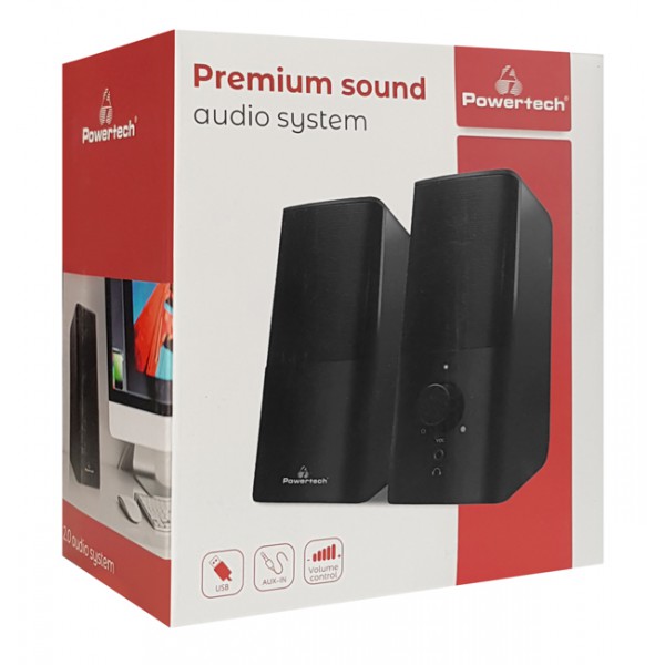 POWERTECH ηχεία Premium sound PT-847, 2x 3W, 3.5mm, μαύρα POWERTECH ηχεία Premium sound PT-847, 2x 3W, 3.5mm, μαύρα