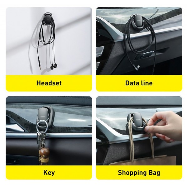 BASEUS γάντζος μικροαντικειμένων για αυτοκίνητο ACGGJK-0S, ασημί, 2τμχ