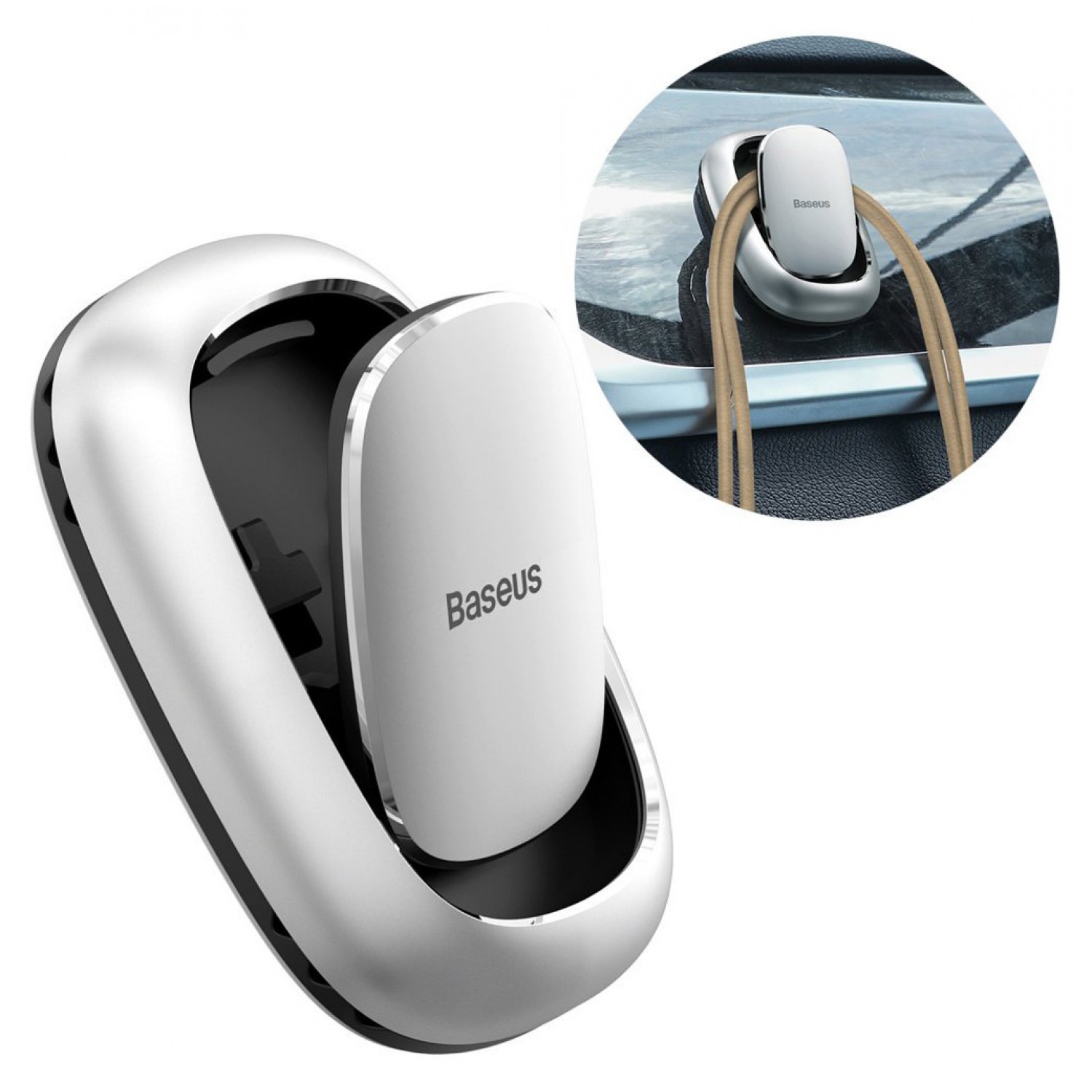 BASEUS γάντζος μικροαντικειμένων για αυτοκίνητο ACGGJK-0S, ασημί, 2τμχ