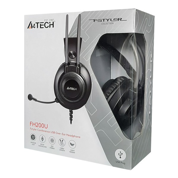 A4TECH Headset FH200U, USB, 50mm ακουστικά, DSP stereo, μαύρα A4TECH Headset FH200U, USB, 50mm ακουστικά, DSP stereo, μαύρα