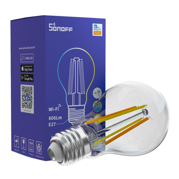 SONOFF Smart λάμπα LED Filament B02-F-A60, Wi-Fi, 7W, E27, 2200K-6500K SONOFF Smart λάμπα LED Filament B02-F-A60, Wi-Fi, 7W, E27, 2200K-6500K