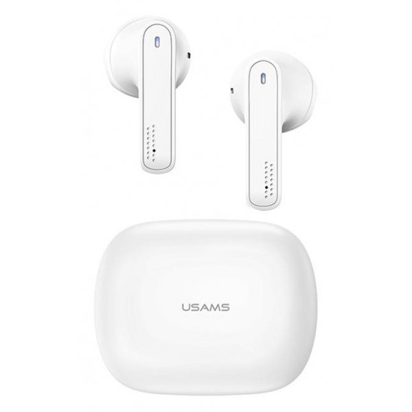 USAMS earbuds US-SM001 με θήκη φόρτισης, True Wireless, λευκά USAMS earbuds US-SM001 με θήκη φόρτισης, True Wireless, λευκά