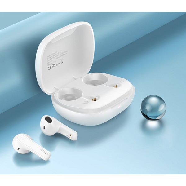 USAMS earbuds US-SM001 με θήκη φόρτισης, True Wireless, λευκά USAMS earbuds US-SM001 με θήκη φόρτισης, True Wireless, λευκά