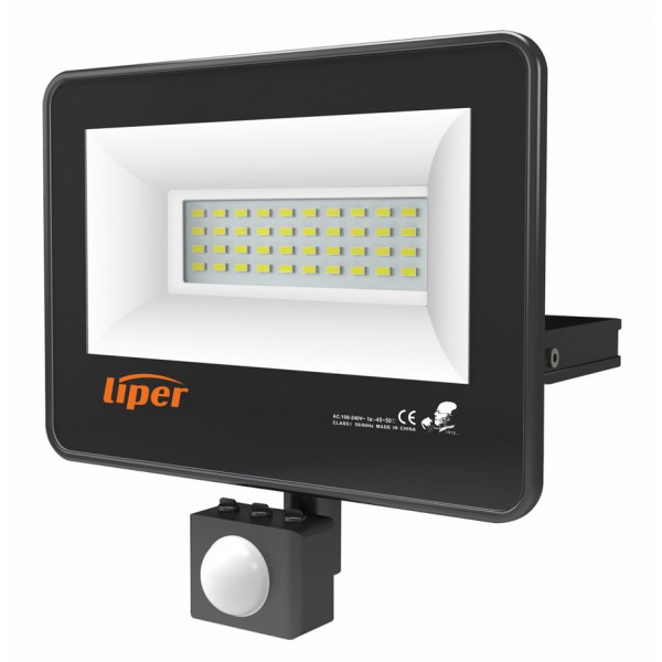 LIPER LED προβολέας LPFL-20BS01 20W, 4000K, 1650lm, IP66, 220V, μαύρος