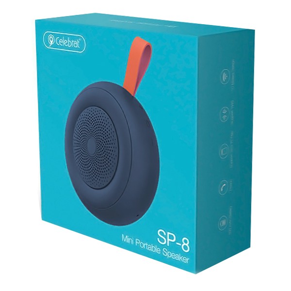 CELEBRAT φορητό ηχείο SP-8, 3W TWS, BT/SD Card, μπλε