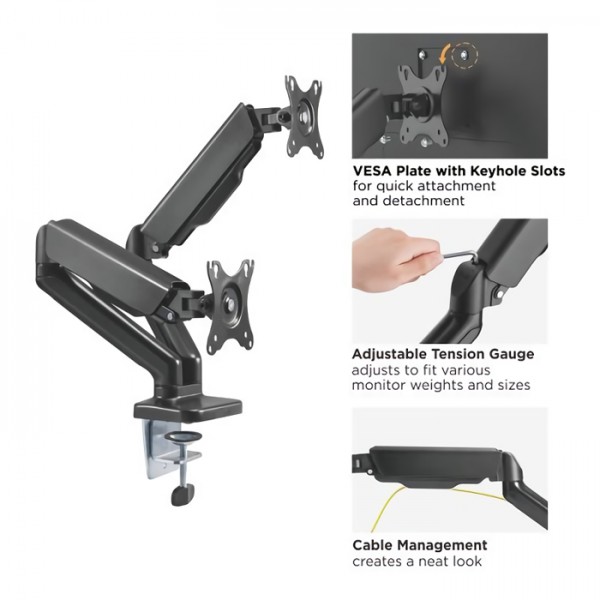 BRATECK βάση γραφείου Gas Spring LDT46-C024, για 2 οθόνες 17"-32", 9kg BRATECK βάση γραφείου Gas Spring LDT46-C024, για 2 οθόνες 17"-32", 9kg