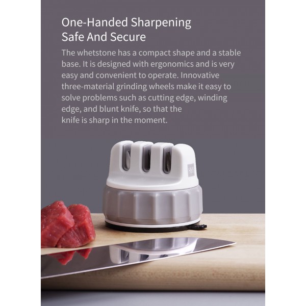 MIJIA ακονιστήρι μαχαιριών 3038068, με βεντούζα, 3 επιπέδων, λευκό-γκρι