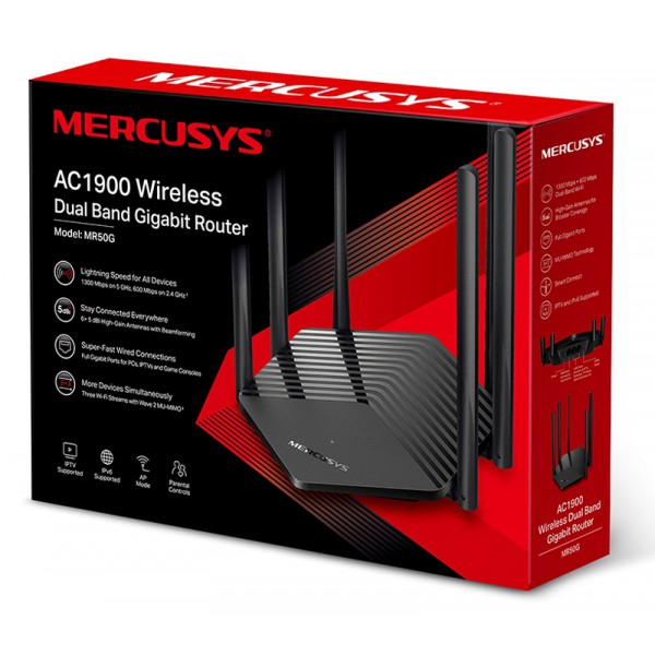 MERCUSYS Gigabit Router MR50G, WiFi 1900Mbps AC1900, Dual Band, Ver. 1.0 MERCUSYS Gigabit Router MR50G, WiFi 1900Mbps AC1900, Dual Band, Ver. 1.0