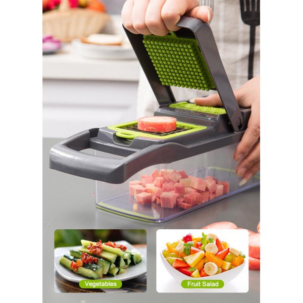Πολυκόφτης λαχανικών με δοχείο CLN-0024, 6 εξαρτήματα κοπής, γκρι