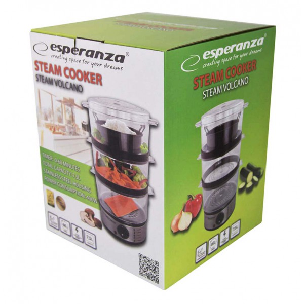 ESPERANZA ατμομάγειρας Steam Volcano EKG009, 400W, 7.5L ESPERANZA ατμομάγειρας Steam Volcano EKG009, 400W, 7.5L