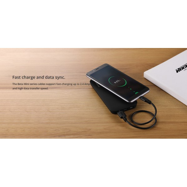 ROCKROSE καλώδιο USB σε USB Type-C Beta AC Mini, 2.4A 12W, 30cm, μαύρο