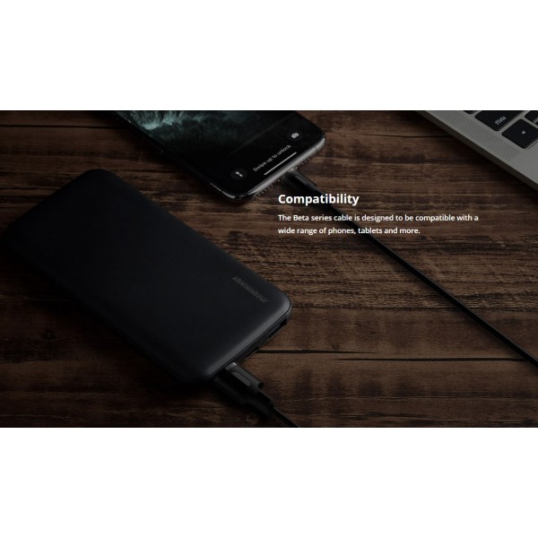 ROCKROSE καλώδιο USB σε Micro USB Beta AM, 2.4A 12W, 1m, μαύρο