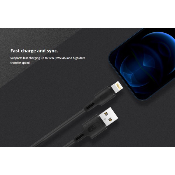 ROCKROSE καλώδιο USB σε USB Type-C Beta AC, 2.4A 12W, 1m, μαύρο